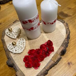 Wooden Valentine Candle Plate